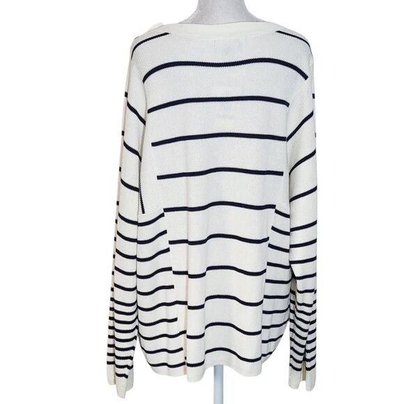 Nautica Black and Cream Stripe Sweater NWT Size XL Preppy Sweater - Picture 2 of 12